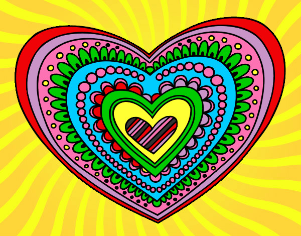 Dibujo Mandala corazón pintado por 1Diretion