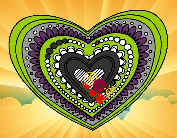 Dibujo Mandala corazón pintado por nahir2002