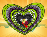 Dibujo Mandala corazón pintado por nahir2002