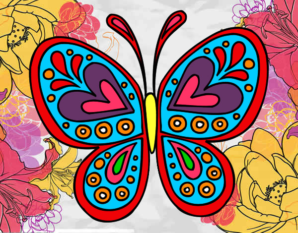 Dibujo Mandala mariposa pintado por camilululu