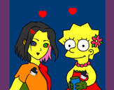 Dibujo Sakura y Lisa pintado por montsenoma