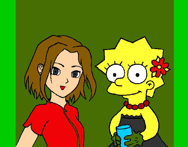 Dibujo Sakura y Lisa pintado por RUBE0YU