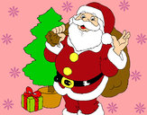 Dibujo Santa Claus y un árbol de navidad pintado por lu92