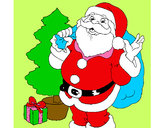 Dibujo Santa Claus y un árbol de navidad pintado por Maryelin