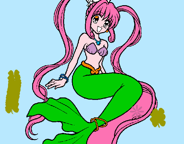Dibujo Sirena con perlas pintado por DANNAVV