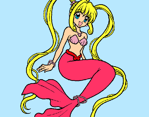 Dibujo Sirena con perlas pintado por tomoko