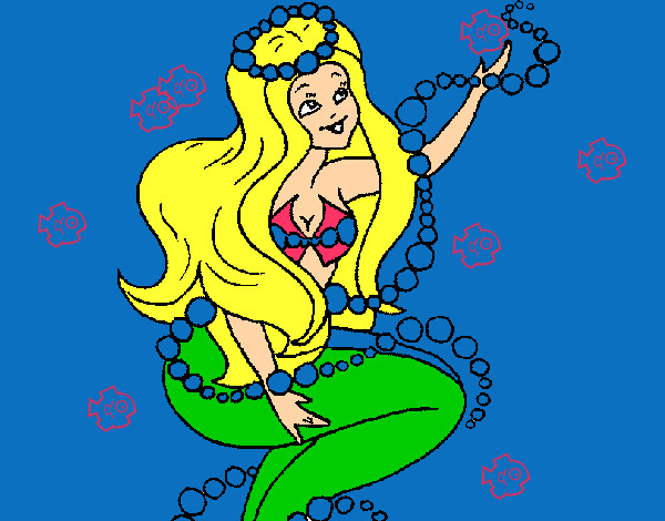 Dibujo Sirena entre burbujas pintado por camilululu