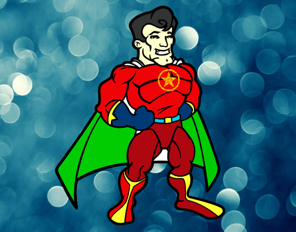Dibujo Superhéroe musculado pintado por joselo25