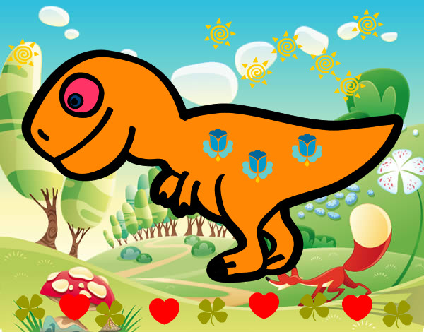 Dibujo Tiranosaurio rex joven pintado por lulufasano