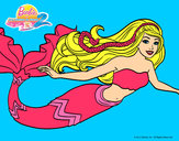 Dibujo Barbie sirena pintado por desenhesta