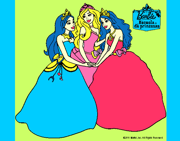 Dibujo Barbie y sus amigas princesas pintado por MARIYUYI