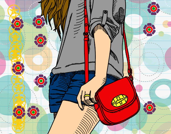 Dibujo Chica con bolso pintado por celma
