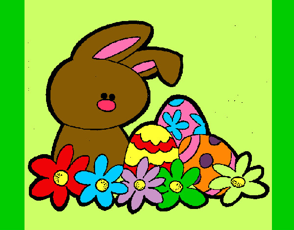 Dibujo Conejito de pascua pintado por lista