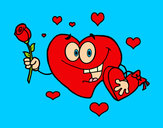 Dibujo Corazón con caja de bombones pintado por amalia