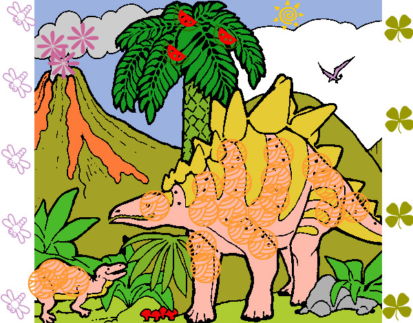 Dibujo Familia de Tuojiangosaurios pintado por ulgen