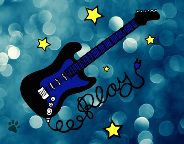 Dibujo Guitarra y estrellas pintado por jasyyrock