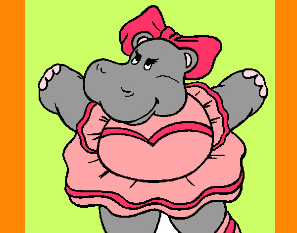 Dibujo Hipopótama con lazo pintado por leslycf90