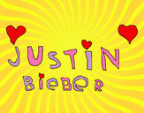 Dibujo Justin Bieber entre corazones pintado por soletes