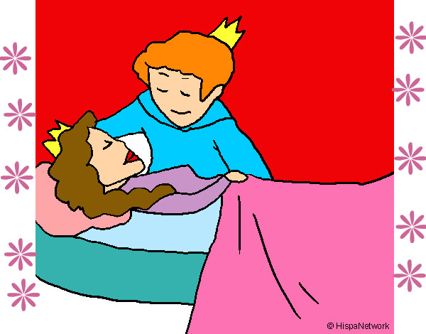 Dibujo La princesa durmiente y el príncipe pintado por soletes