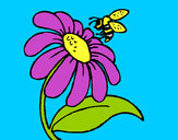Dibujo Margarita con abeja pintado por escarlita