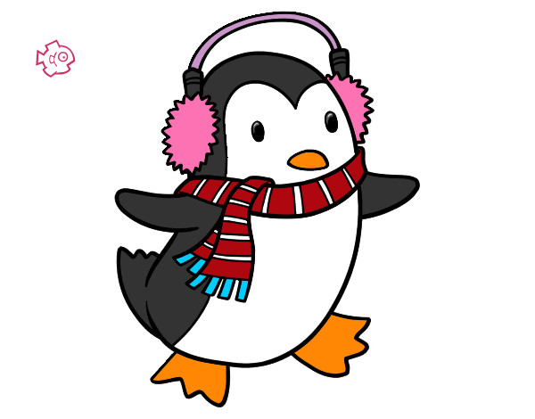 Dibujo Pingüino con bufanda pintado por Nikaty