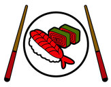 Dibujo Plato de Sushi pintado por papita