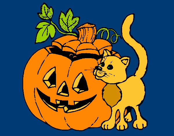 Calabaza y gato