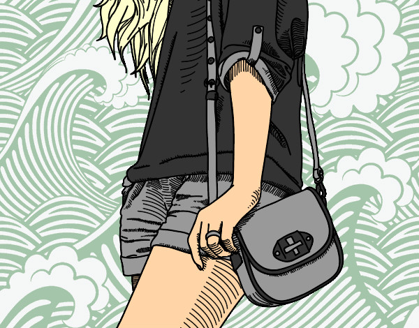 Dibujo Chica con bolso pintado por DXJM