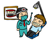 Dibujo Dentista con paciente pintado por Love1D1D