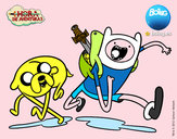 Dibujo Finn y Jake pintado por paticho