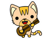 Dibujo Gato guitarrista pintado por Dibujada