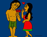 Dibujo Jóvenes mayas enamorados pintado por amalia