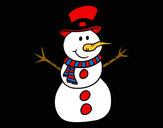Dibujo Muñeco de nieve con sombrero pintado por amalia