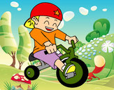 Dibujo Niño en triciclo pintado por DANIELSB