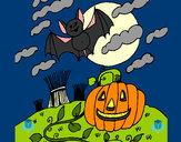 Dibujo Paisaje de Halloween pintado por danyeli