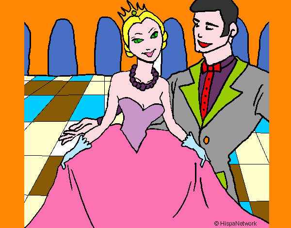 Dibujo Princesa y príncipe en el baile pintado por BARBILI
