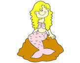 Dibujo Sirena sentada en una roca pintado por azalia 