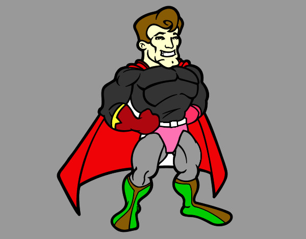 Dibujo Superhéroe musculado pintado por emir