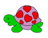 Dibujo Tortuga con corazones pintado por chulises09