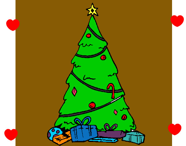 Dibujo Abeto con adornos navideños pintado por andreapind