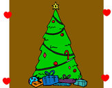 Dibujo Abeto con adornos navideños pintado por andreapind