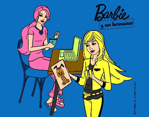 Dibujo De Barbie Y Su Hermana Merendando Pintado Por Amalia En Dibujos Net El D A A Las