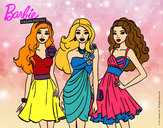 Dibujo Barbie y sus amigas vestidas de fiesta pintado por helengodic