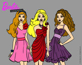 Dibujo Barbie y sus amigas vestidas de fiesta pintado por kittylove