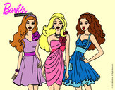 Dibujo Barbie y sus amigas vestidas de fiesta pintado por Vianccah
