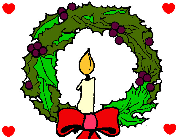 Dibujo Corona de navidad y una vela pintado por sofia04