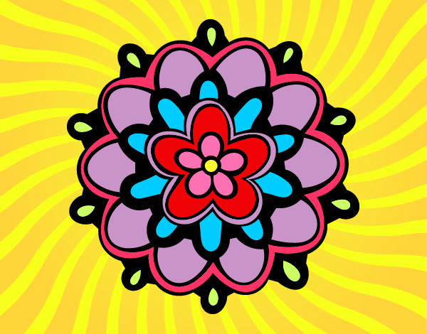 Dibujo Mándala con una flor pintado por martinitas