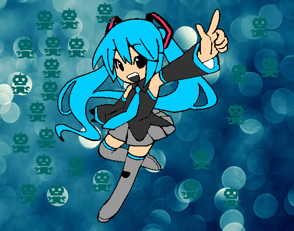 Dibujo Miku vocaloid pintado por agosXD101