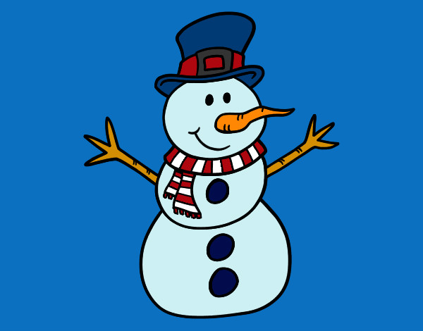 Dibujo Muñeco de nieve con sombrero pintado por sofia04