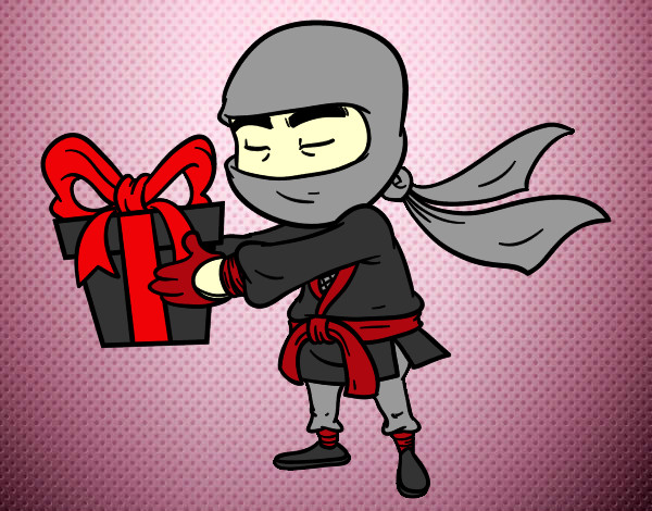 Dibujo Ninja con un regalo pintado por luis890